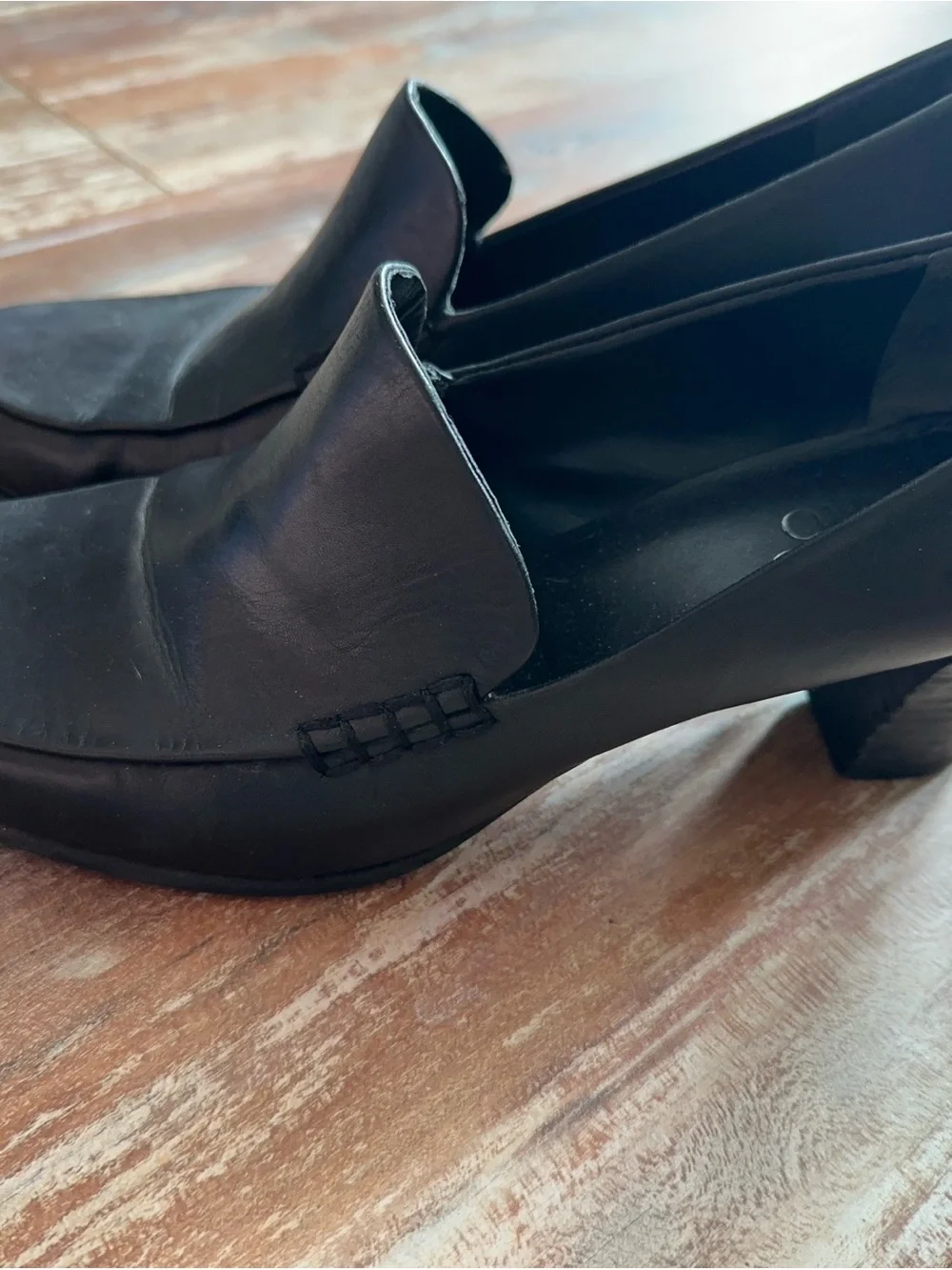 Franco Sarto Black Leather Slip-On Heels